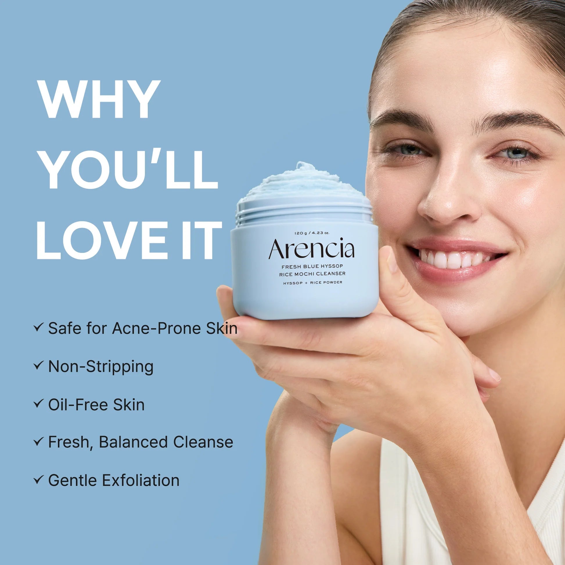 Arencia Fresh Blue Hyssop Rich Mochi Cleanser