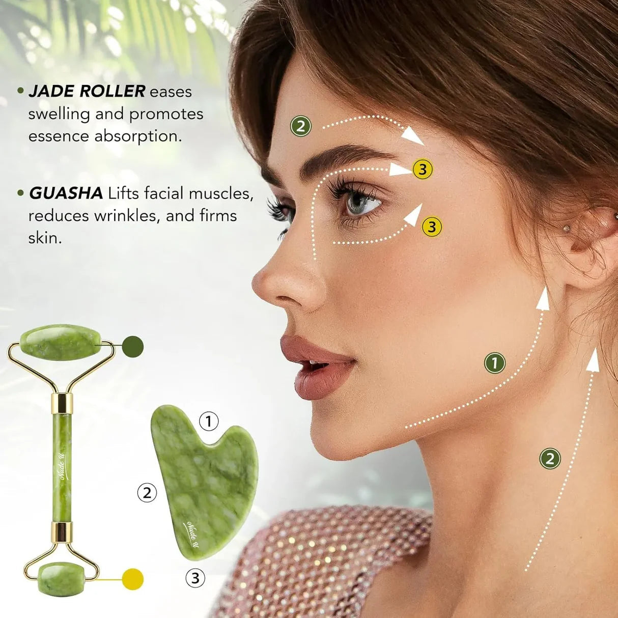 Jade Roller & Gua Sha Facial Set